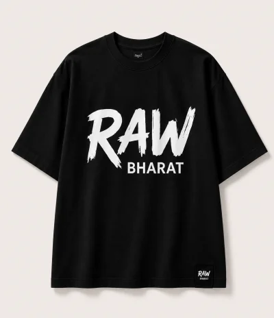 Black Tshirt Raw Bharat Over Size Mens
