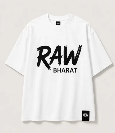 High quality Raw Bharat white tshirt with RAW bharat print