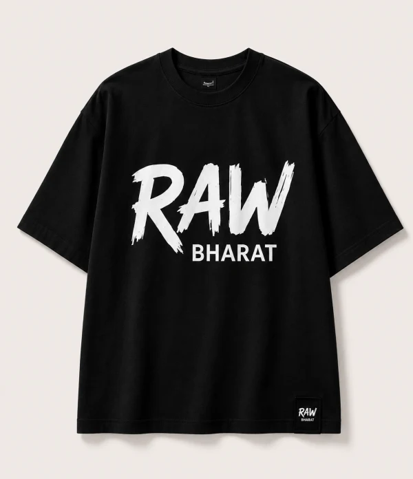 Black Tshirt Raw Bharat Over Size Mens